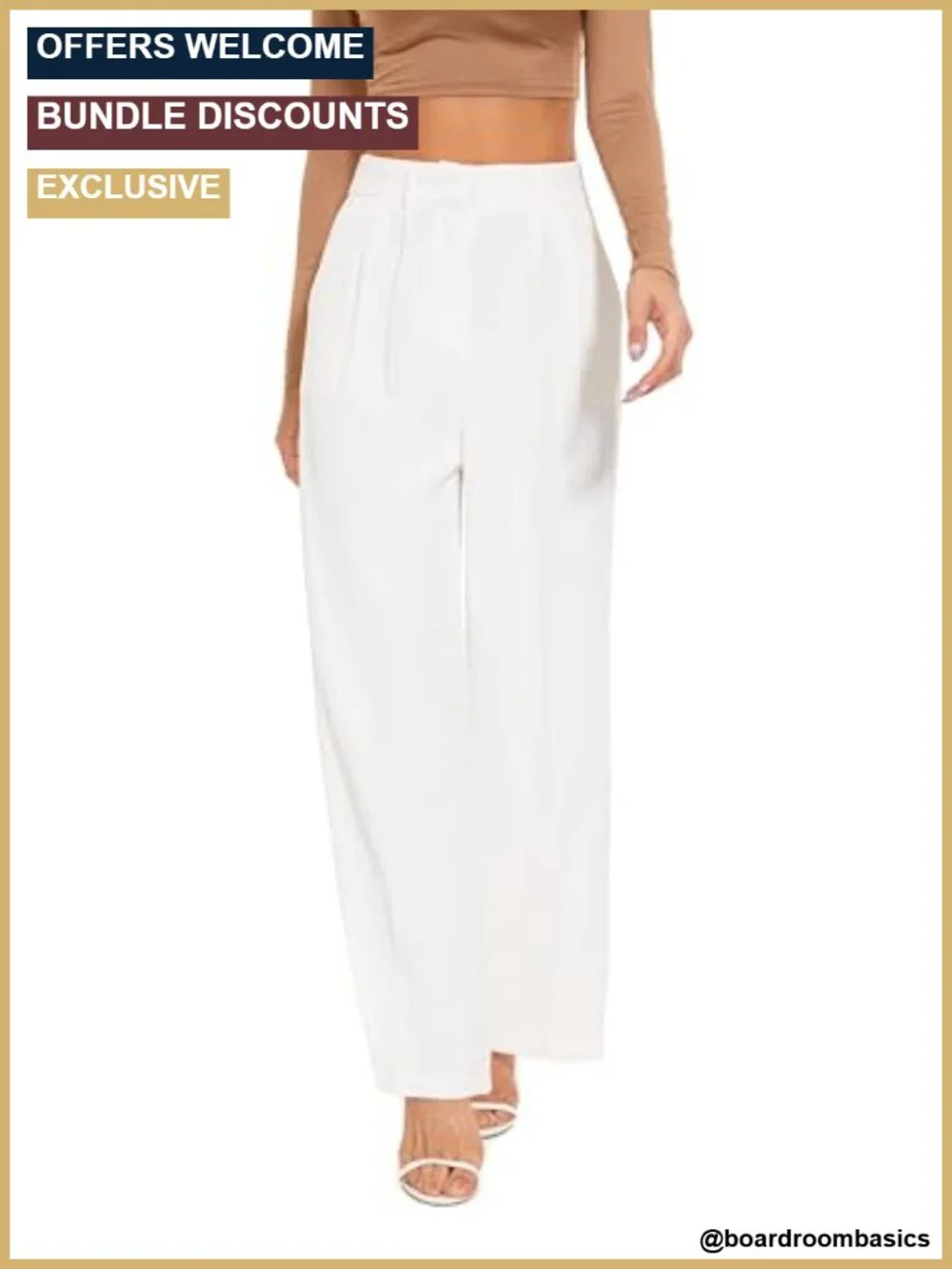 Wide Leg Dress Pants High Waisted Work Slacks 95% Polyester 5% Elastane
